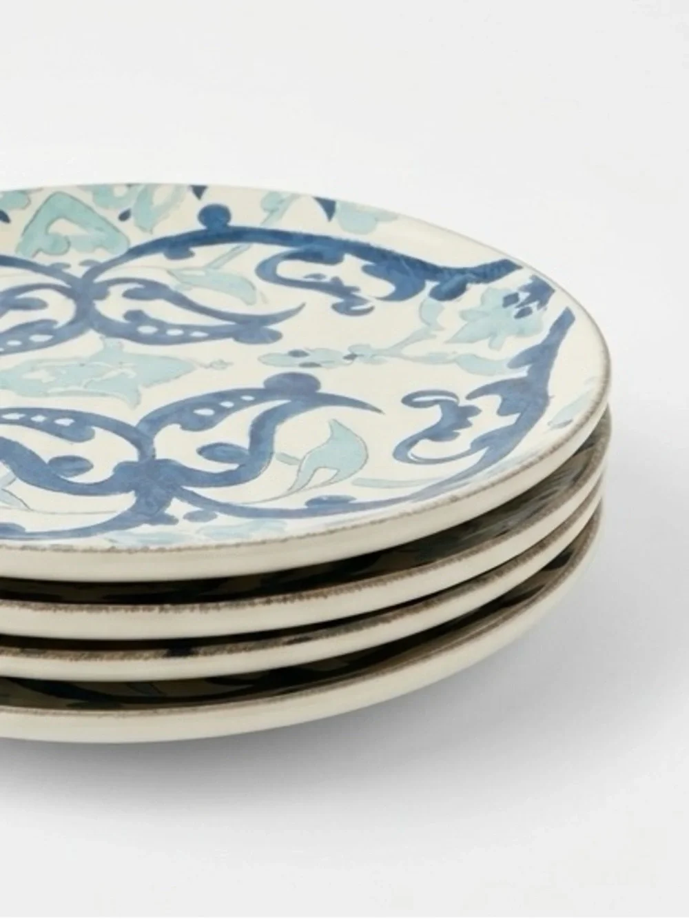 SET OF 4 WILLIAMS SONOMA BLUE PAISLEY SALAD PLATES - DISCONTINUED VINTAGE